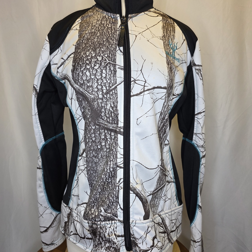 Women's Black and White Tree Pattern Camo Huntworth Hunters Jacket